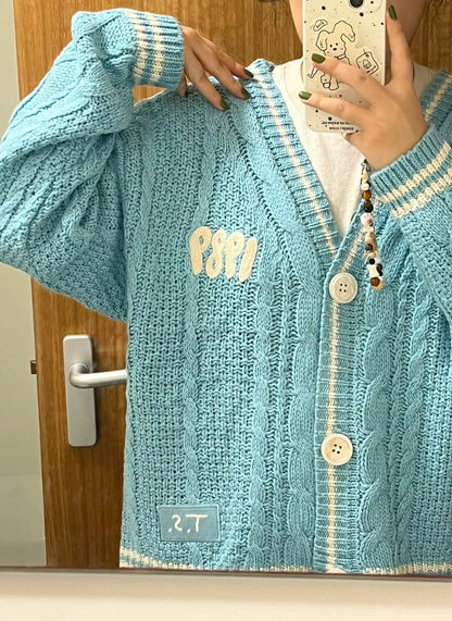 1989 blue folk cardigan/star embroidered cardigan