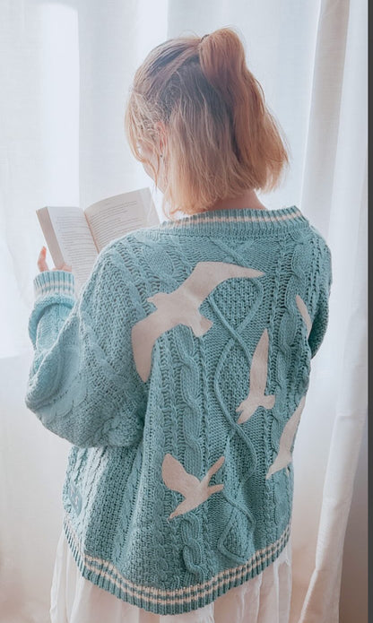 1989 blue folk cardigan/star embroidered cardigan