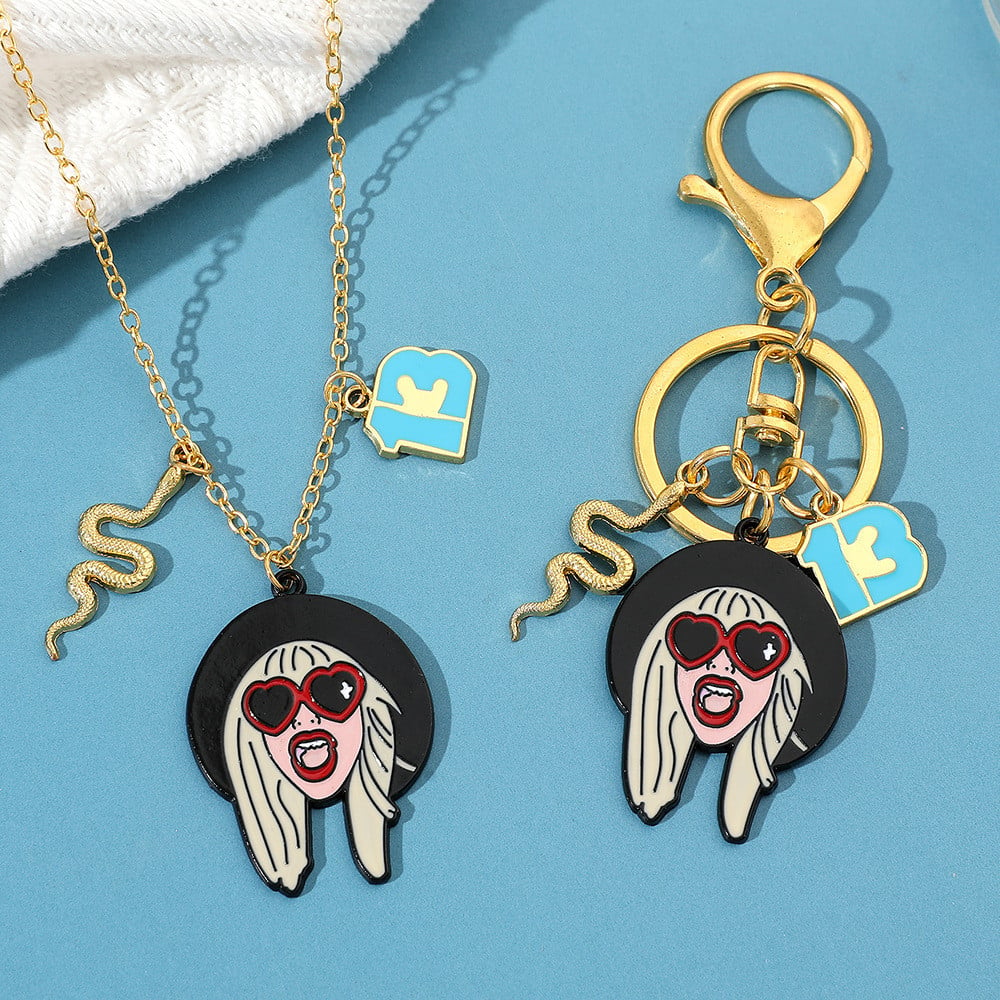 Taylor Swift necklace, Taylor Keychain, Fashion Taylor Swift, Swiftie necklace, Cute Chibi Keychain, Taylor Snake Keychain, Swiftie Gift